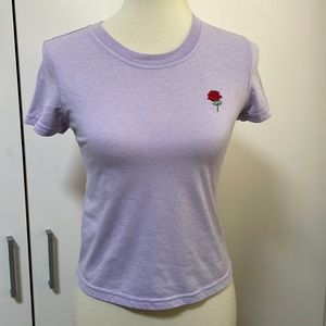 Purple Short Sleeve Tee with Rose * Rue21 *‎ Size XS